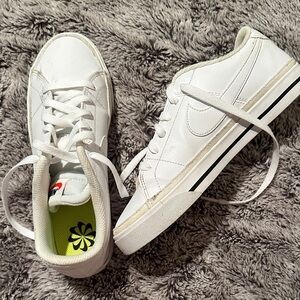 Nike White Sneakers with Black and Red Accents
